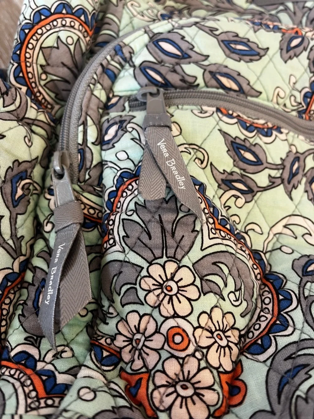 Vera Bradley Light Mint Green Floral Quilted Backpack